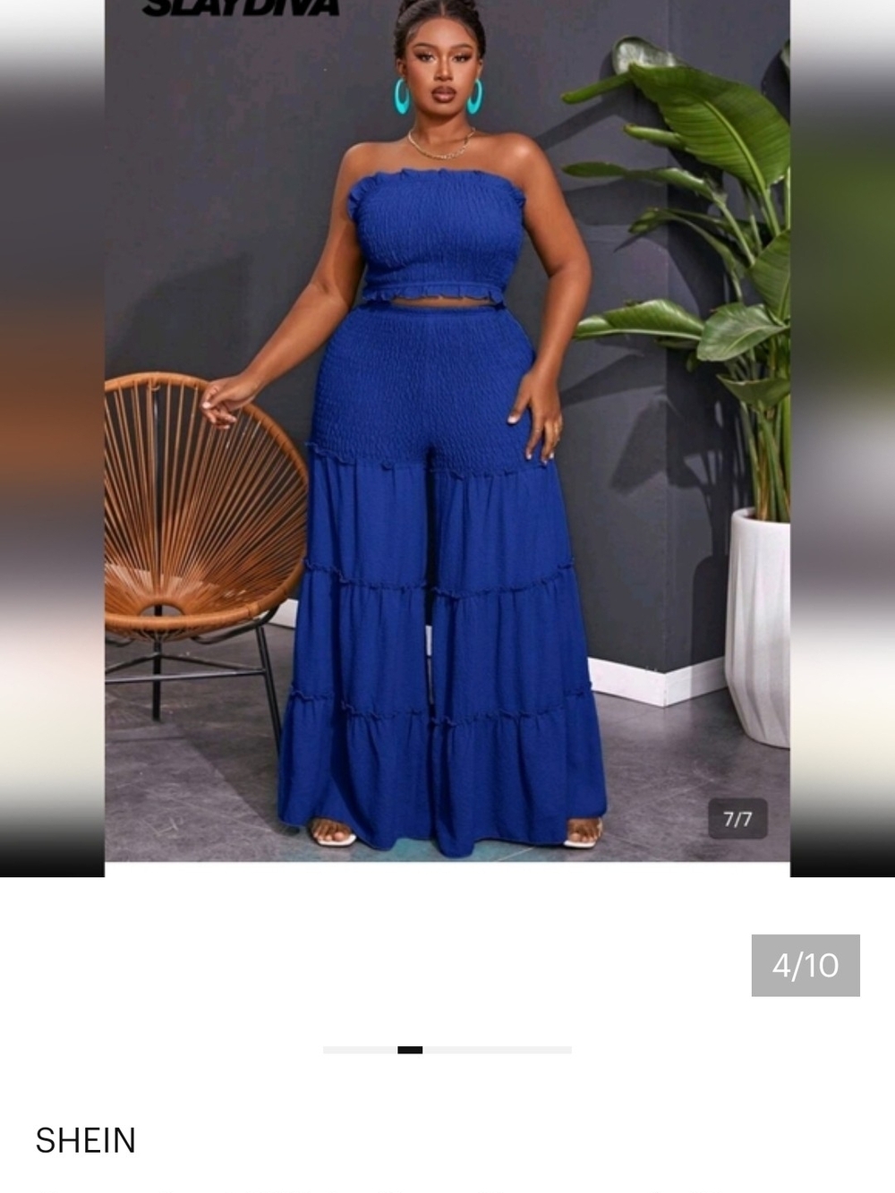 Light Blue Strapless Smocked Wide Leg pants set